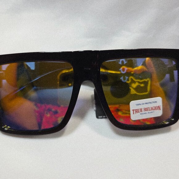 NWT True Religion Black Mirror Sunglasses 100% UV Protection TRM1784X-1BB - Picture 2 of 5